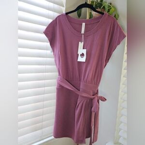 Daily Practice Mauve Mini Dress with Waist Tie